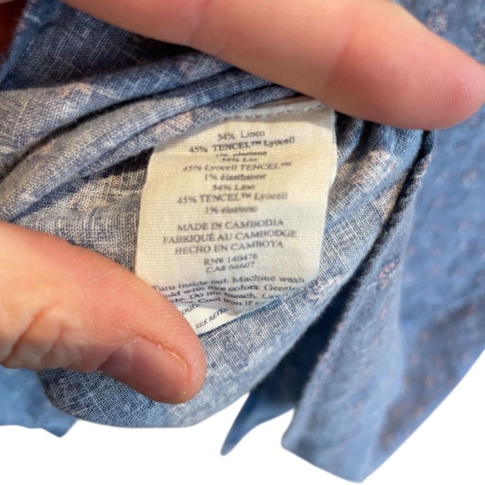 Faherty Men's Blue Patterned Button Down Shirt Me… - image 4